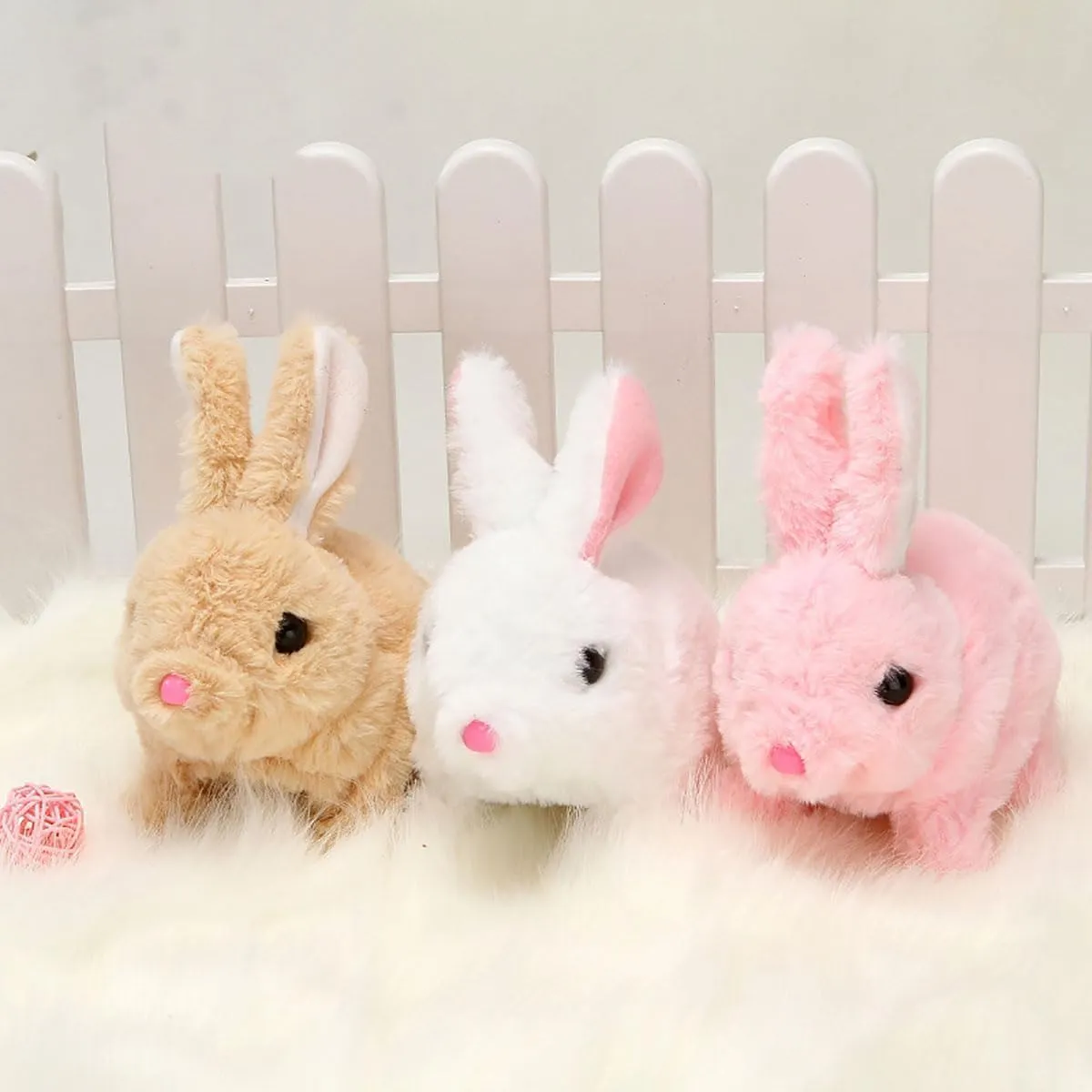 Interactive Rabbit Toys Plush Stuffed, 7 inch Walking Bunny Toy with Sounds and Movements, Easter Plush Stuffed Bunny Toy Walking Rabbit Educational Toys for Kids (3Pcs)