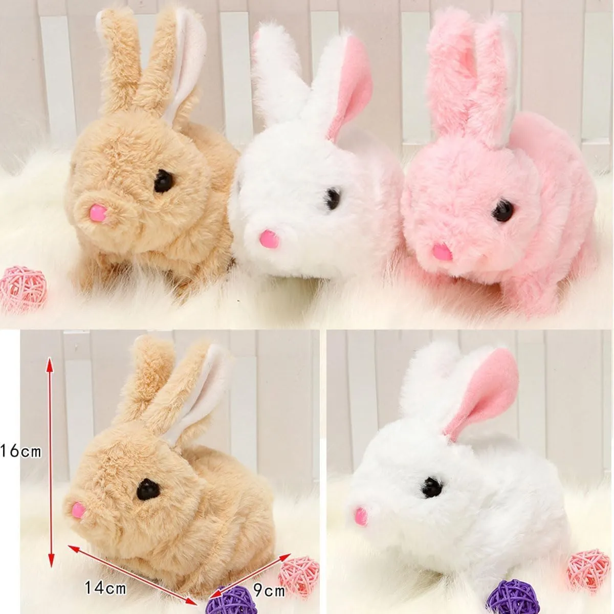 Interactive Rabbit Toys Plush Stuffed, 7 inch Walking Bunny Toy with Sounds and Movements, Easter Plush Stuffed Bunny Toy Walking Rabbit Educational Toys for Kids (3Pcs)