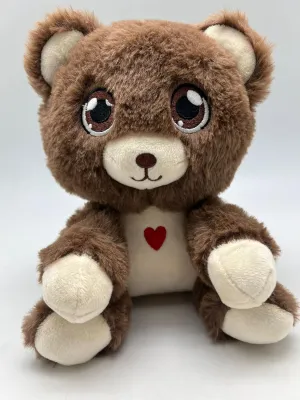 Interactive Teddy Bear Stuffed Animal with Bedtime Stories, Lullabies, Speech Development Toy, Brown/ White