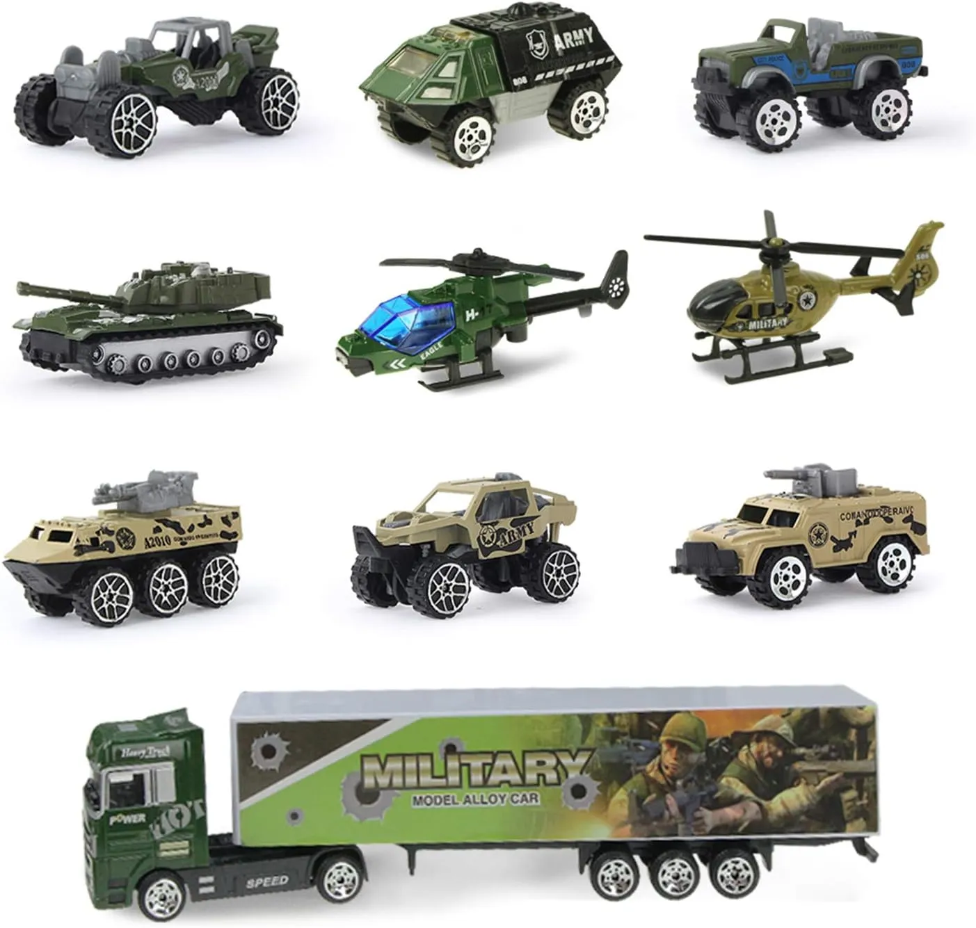 Jenilily Army Toys Cars for Boys Tank Military Truck Vehicle Mini Car Toys Carrier Truck Set for Toddlers Boys 3 4 5 6 Years Old