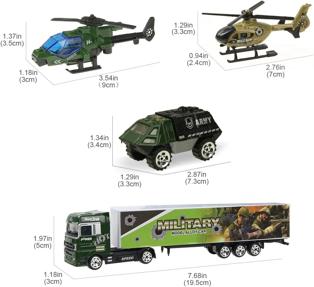 Jenilily Army Toys Cars for Boys Tank Military Truck Vehicle Mini Car Toys Carrier Truck Set for Toddlers Boys 3 4 5 6 Years Old