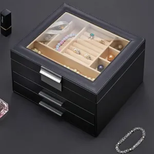 Jewellery Box Storage Cosmetic Ring Earring Necklace Bracelet Watch Case Organiser