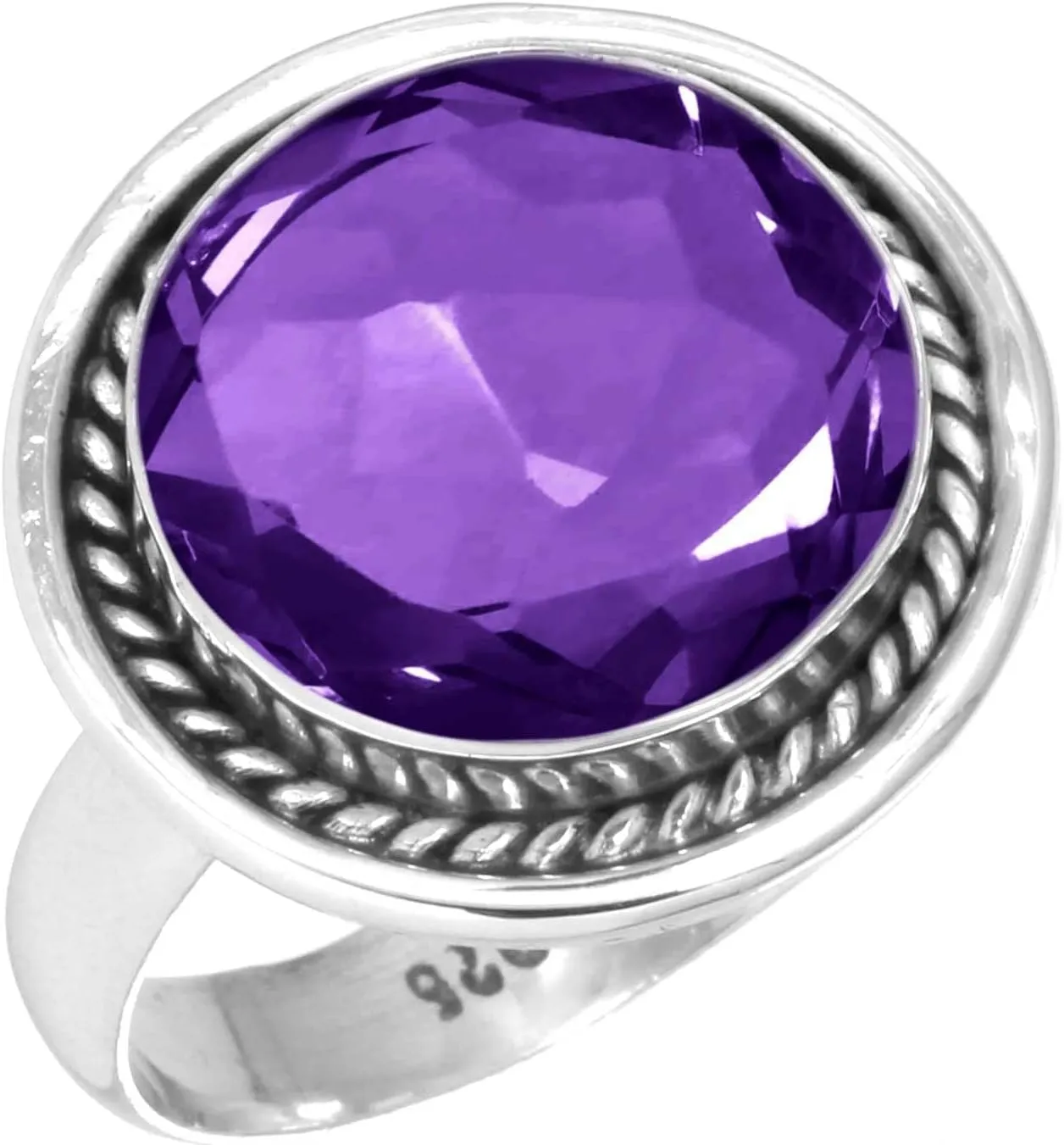 JEWELOPORIUM 925 Sterling Silver Ring For Women Turquoise Amethyst Peridot Quartz Tiger Eye Amber Gemstone Jewelry Boho Silver Ring Gift On Anniversary Birthday En