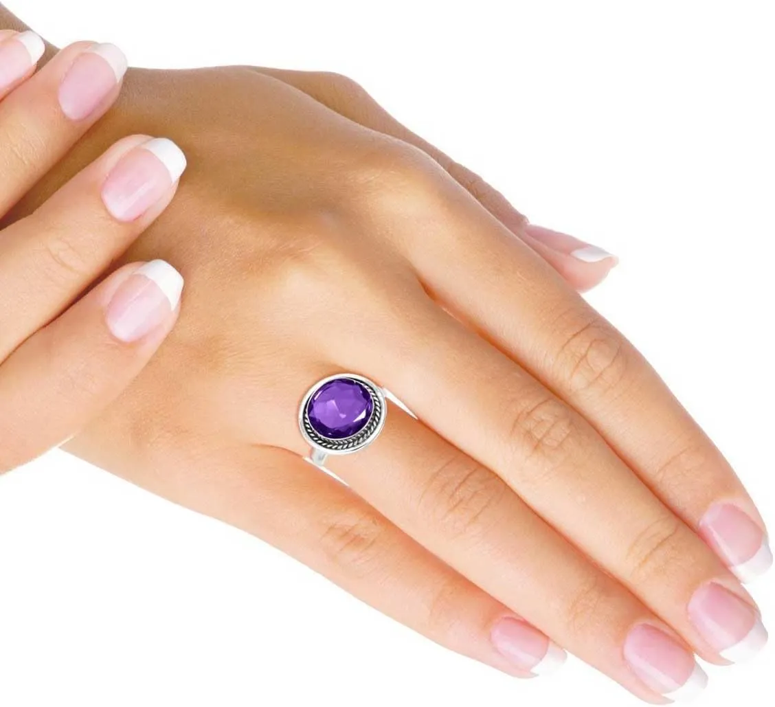 JEWELOPORIUM 925 Sterling Silver Ring For Women Turquoise Amethyst Peridot Quartz Tiger Eye Amber Gemstone Jewelry Boho Silver Ring Gift On Anniversary Birthday En
