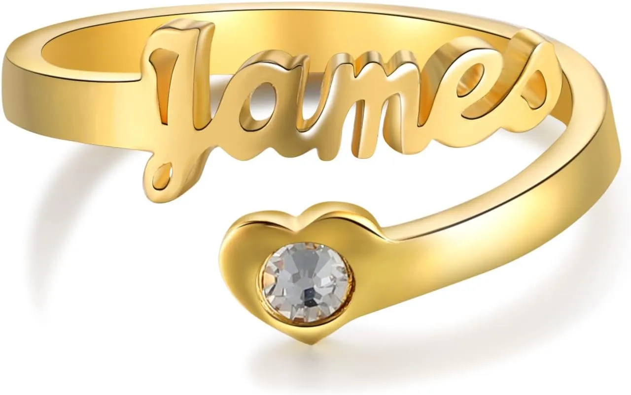 JewelOra Personalized Name Ring for Women, Custom Engraving 1-4 Names Wedding Ring for Her, Personalized Promise Ring Jewelry Gift for Couples, Wife, Mother