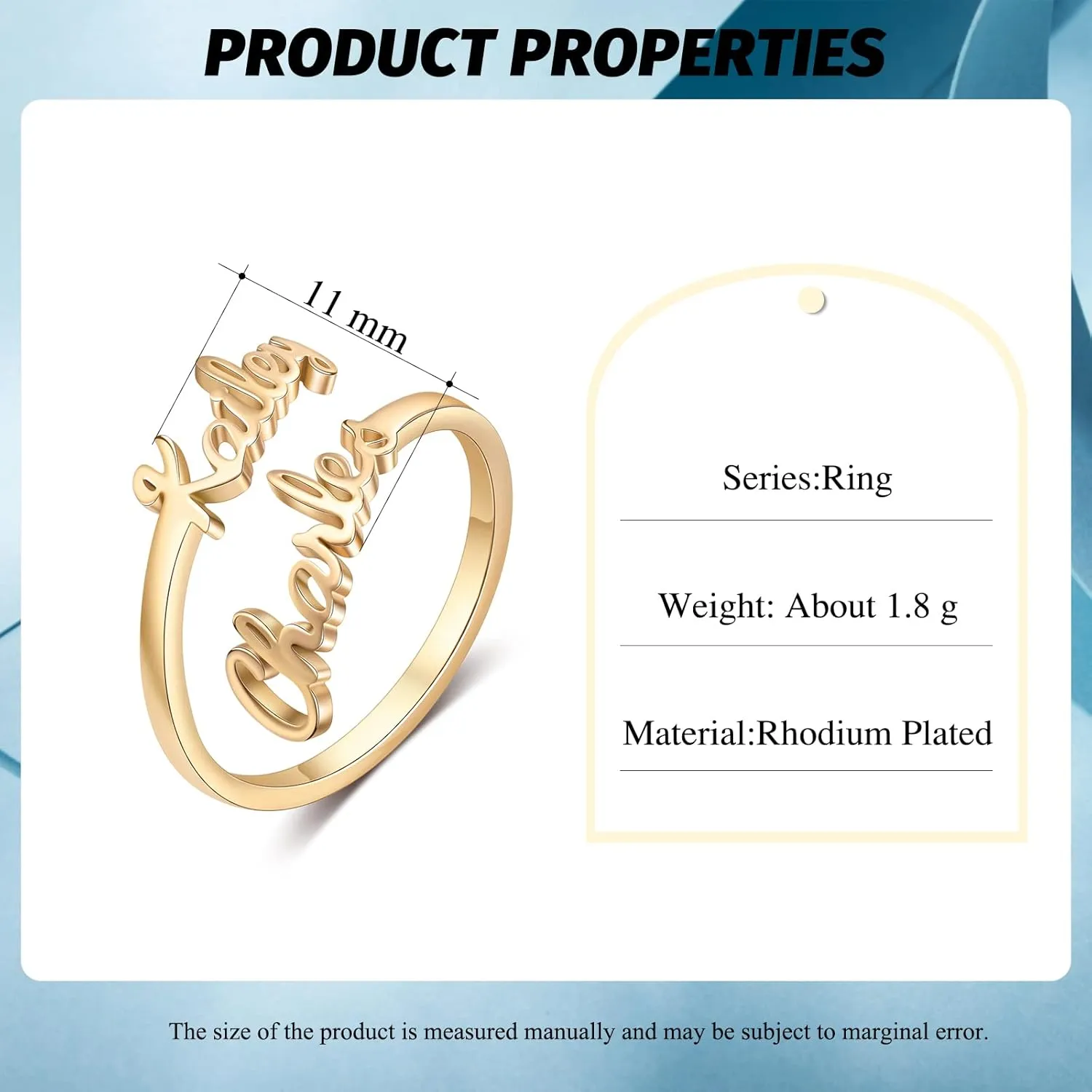 JewelOra Personalized Name Ring for Women, Custom Engraving 2 Names Wedding Ring for Her, Personalized Promise Ring Jewelry Gift for Couples, Wife, Mother