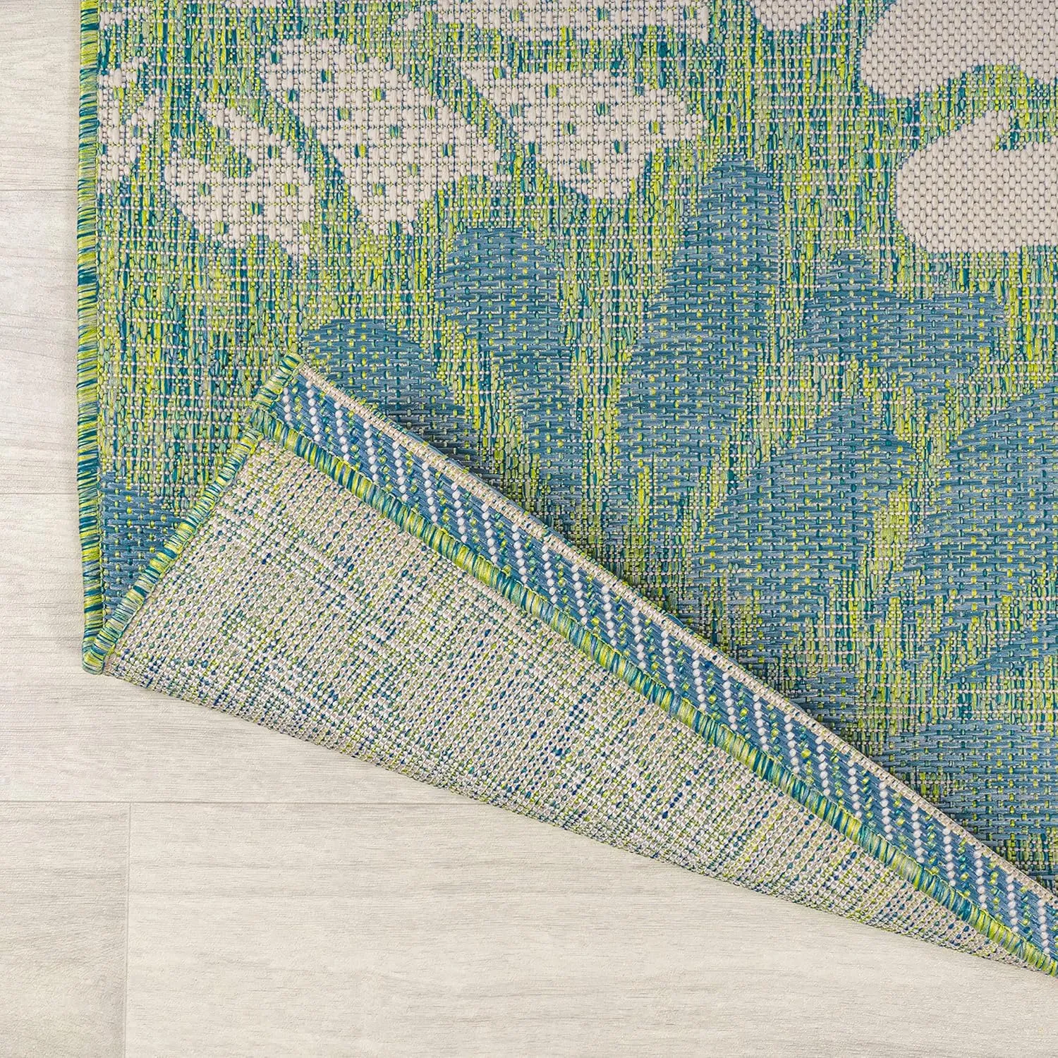 JONATHAN Y SMB110D-210 Zinnia Modern Floral Textured Weave Indoor Outdoor Runner Rug, Bohemian, Coastal, Mediterranean Easy-Cleaning,Bedroom,Kitchen,Backyard,Patio,Non Shedding, Cream/Green, 2 X 10