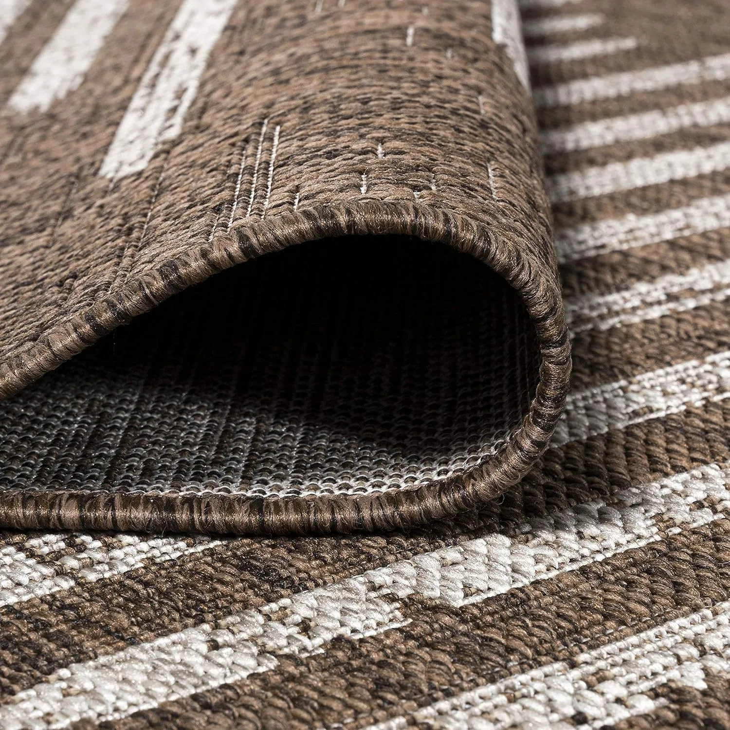JONATHAN Y SMB124B-28 Zolak Berber Stripe Geometric Indoor Outdoor Runner Rug Bohemian Contemporary Easy Cleaning Bedroom Kitchen Backyard Patio Non Shedding, 2 X 8, Brown/Beige