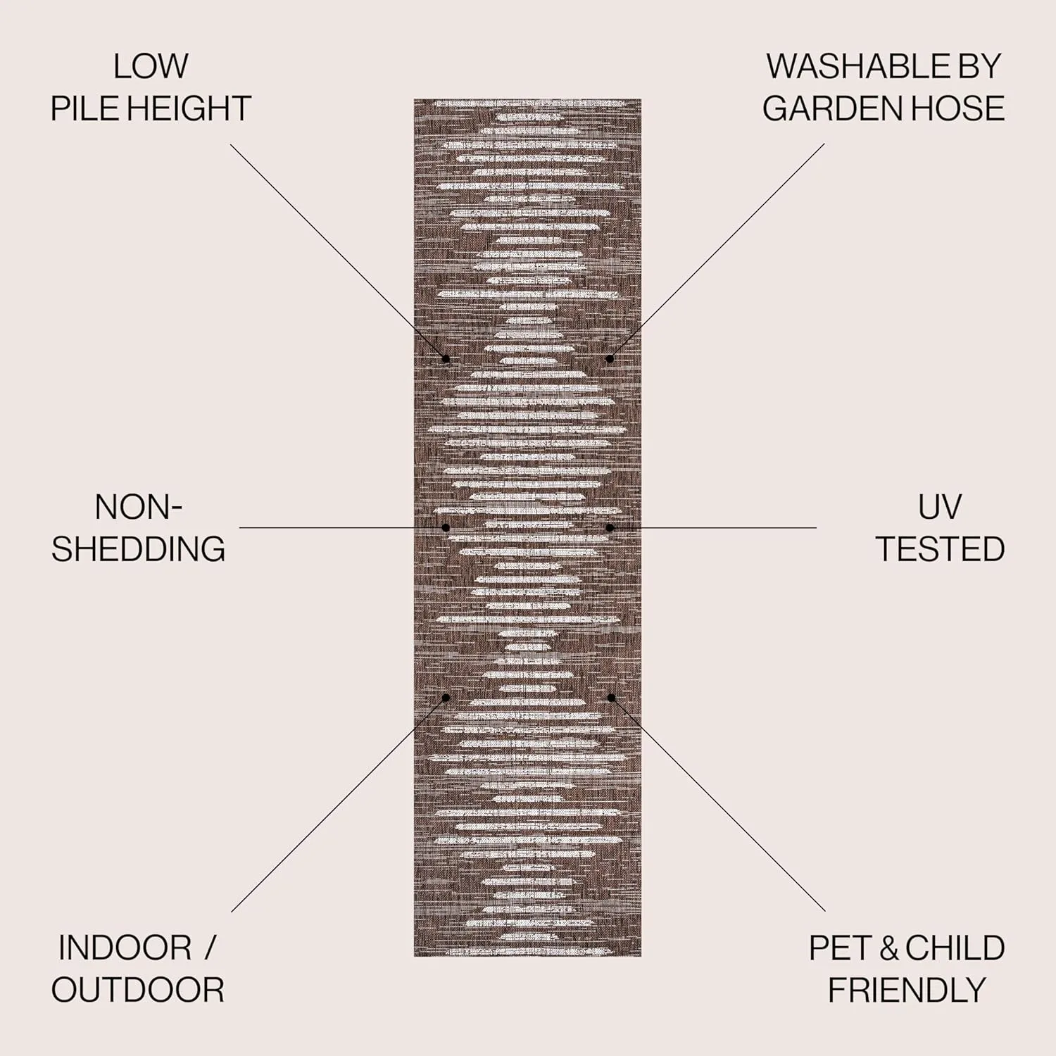 JONATHAN Y SMB124B-28 Zolak Berber Stripe Geometric Indoor Outdoor Runner Rug Bohemian Contemporary Easy Cleaning Bedroom Kitchen Backyard Patio Non Shedding, 2 X 8, Brown/Beige