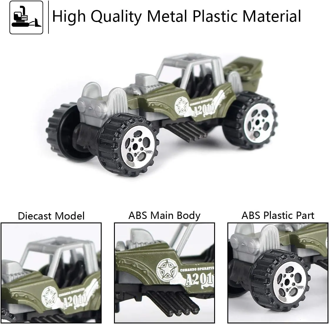 Joyfia 10 in 1 Die-cast Military Vehicle Toy, Army Transport Car Carrier Toy for Boys & Kids, Truck Toy with Mini Battle Cars Playsets, Gift for 3  Years Old Toddlers, Party Supplies