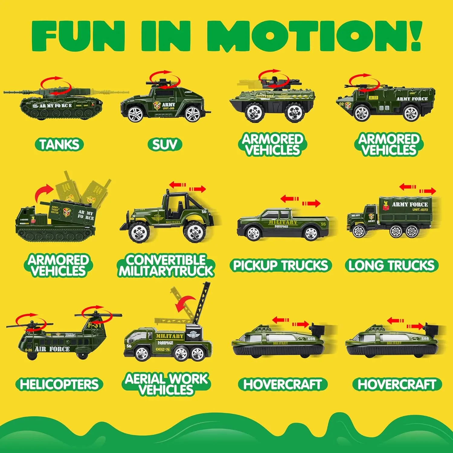 JOYIN 25 in 1 Green Military Big Truck Toys, Army Men Tanks Set with Soldier Men, Mini Battle Car Toy in Carrier Truck with Lights and Sounds, Gifts for Toddler Kids Boys Ages 3 