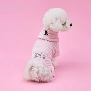 Juicy Couture Hooded Pet Juicy Bling Velour Tracksuit Chest 16 inches for Small Dogs and Cats - Pink - XS/S