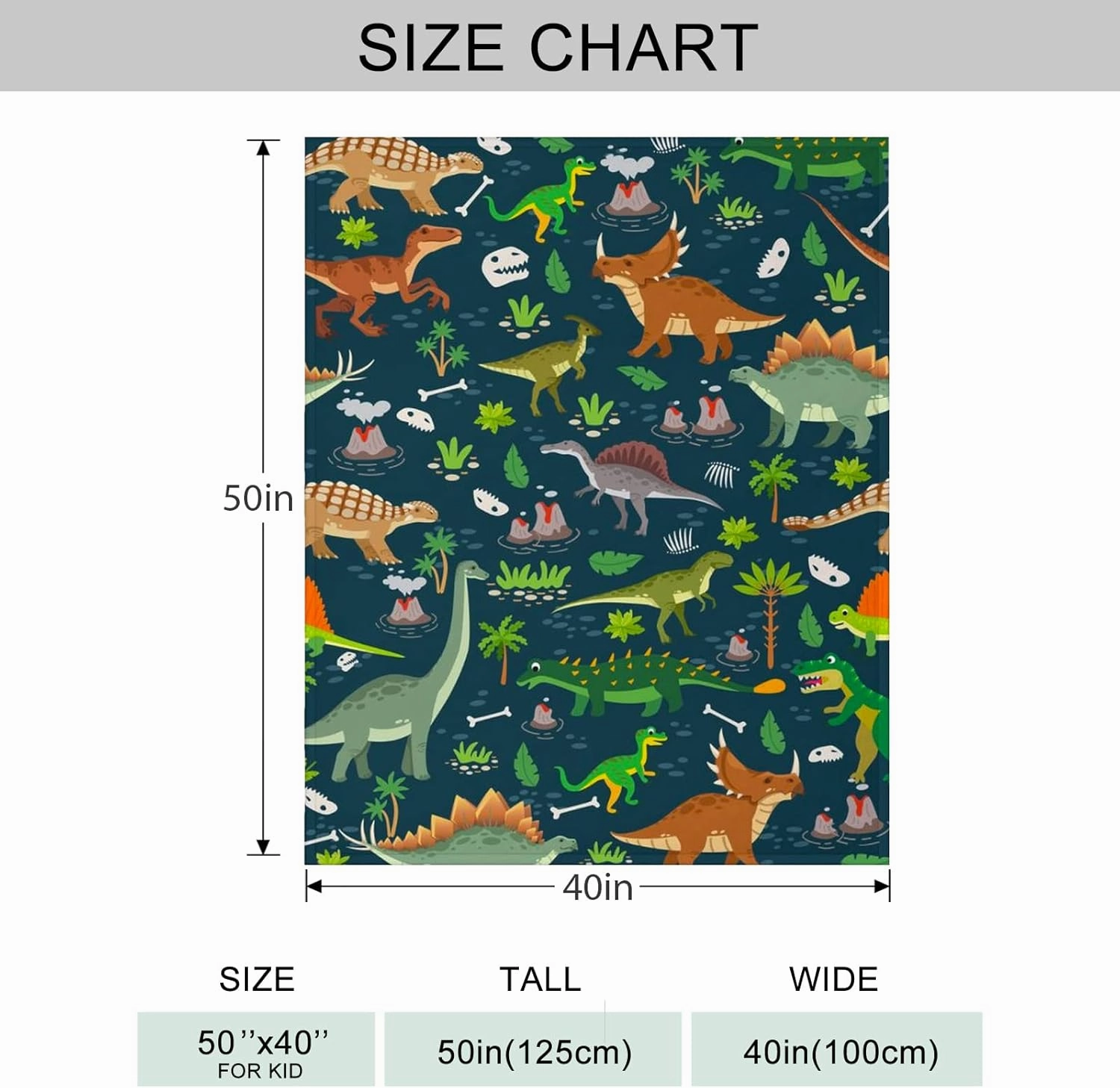 Jungle Dinosaur Throw Blanket Lightweight Flannel Throw Classic Dinosaur Soft Comfy Plush Blanket for Home Decor Perfect for Sofa Office Traveling Camping Home (Jungle Dinosaur,50x60in)