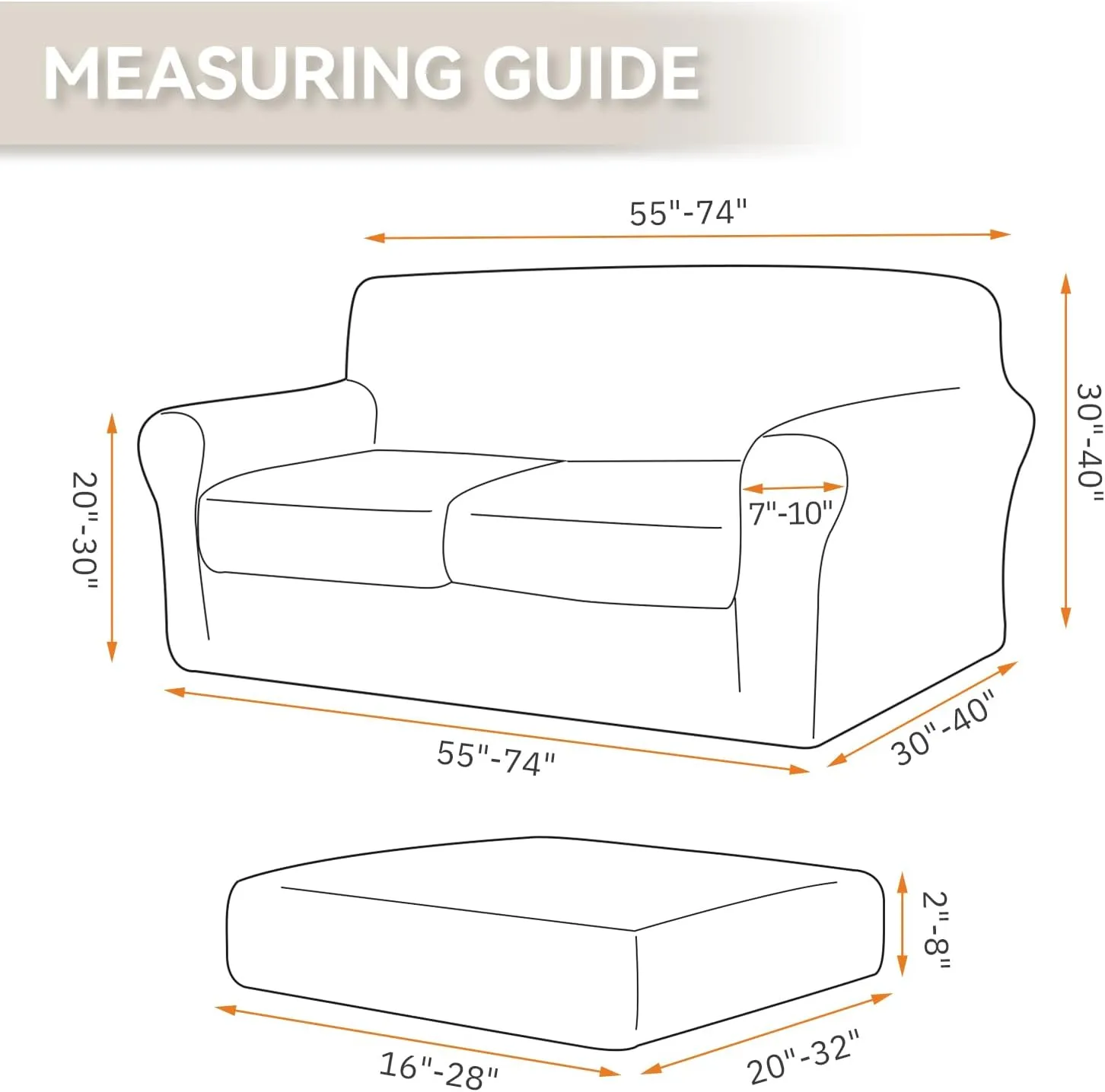 KEKUOU 3 Pieces Stretch Couch Covers for 2 Cushion Couch Sofa pet Friendly， Sofa Covers Washable Soft Elastic Dogs Furniture Protector (Loveseat,Black)