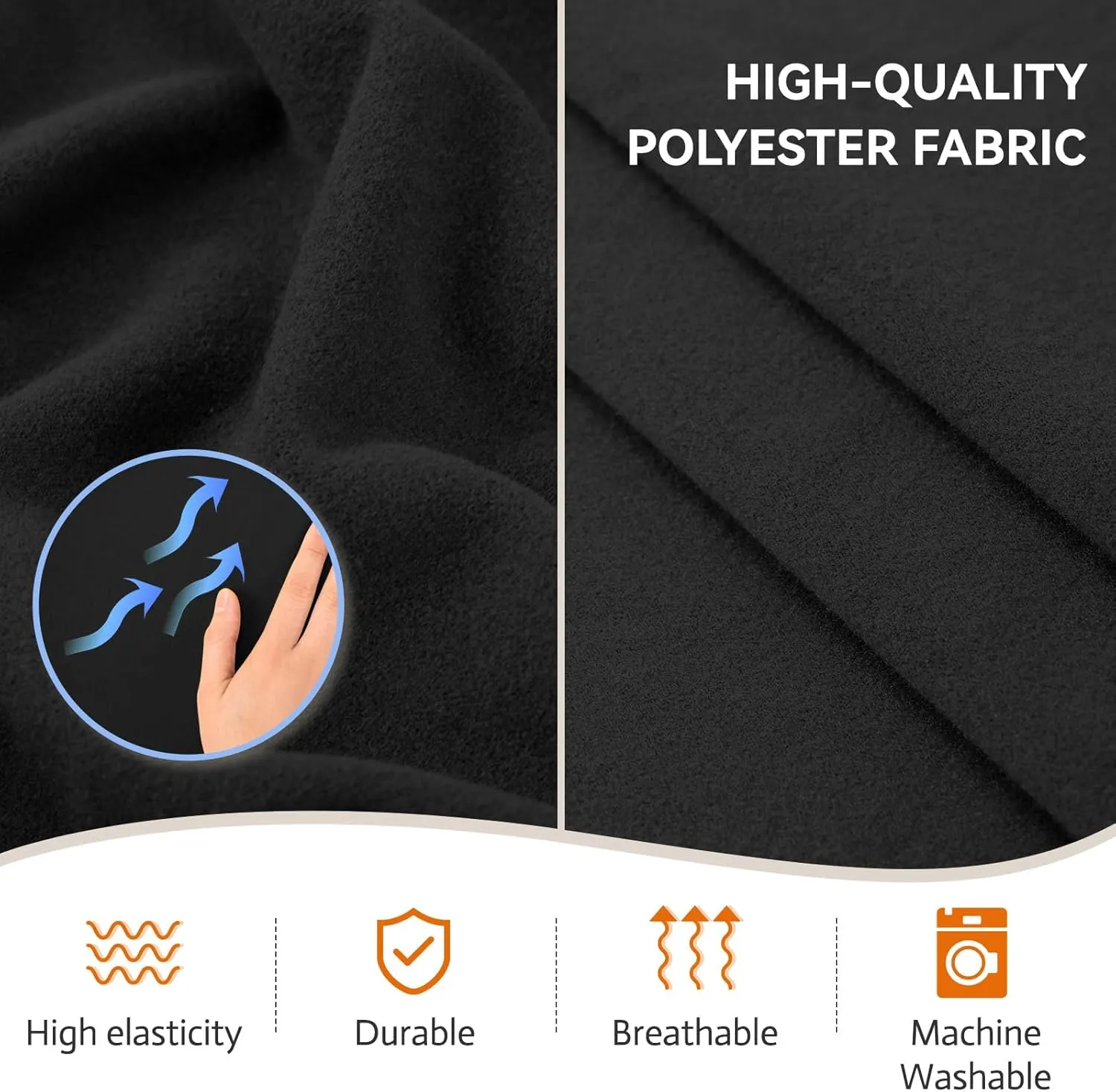 KEKUOU 3 Pieces Stretch Couch Covers for 2 Cushion Couch Sofa pet Friendly， Sofa Covers Washable Soft Elastic Dogs Furniture Protector (Loveseat,Black)