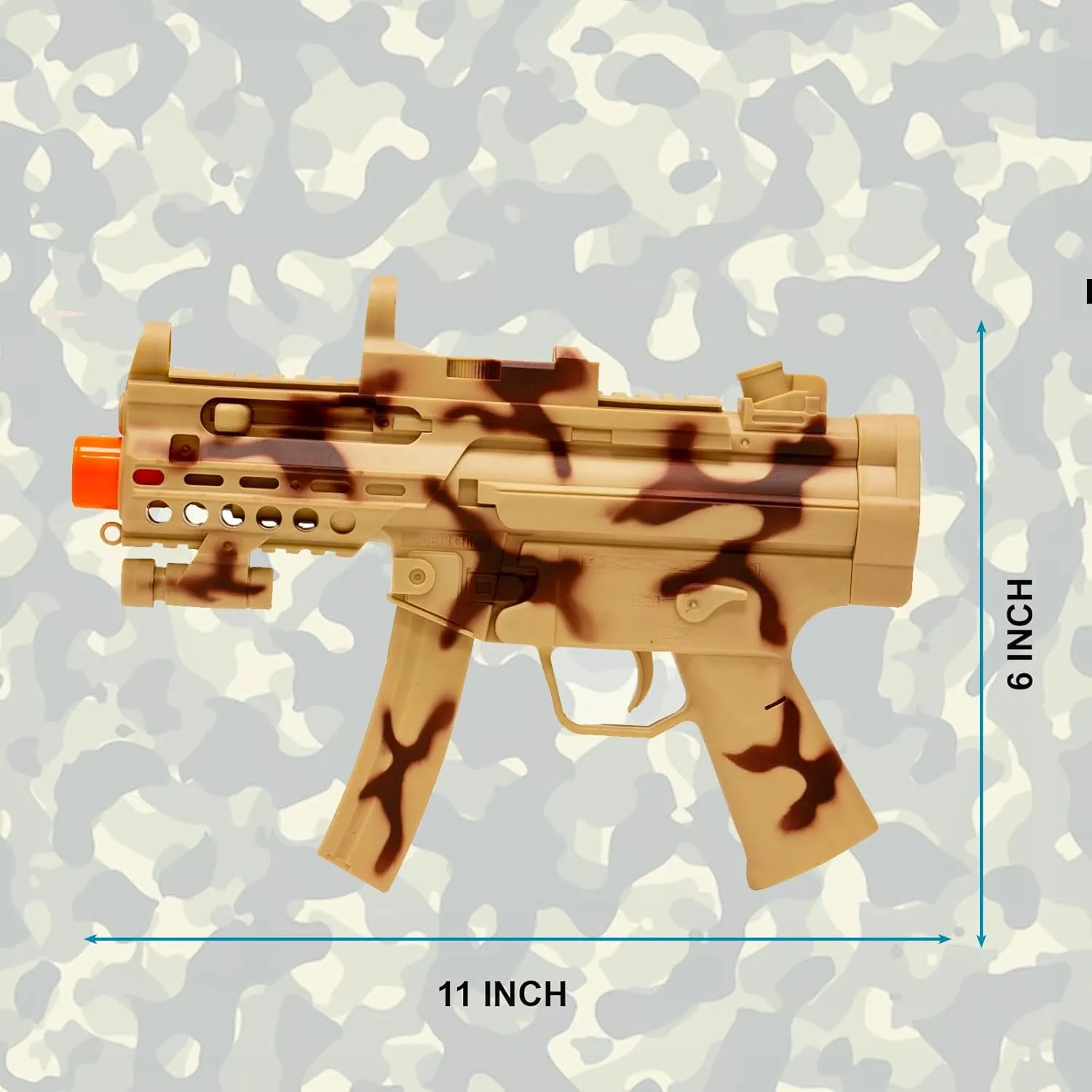 Kids Children 11 inch Toy Light Up Sonic Military Handgun with Sounds Military Camouflage Army Rangers Force Toy Gun for Childrens Ages 3,4,5,6,7,8,9 Years, Medium, Brown, MH_TOYGUN252_KBMWG