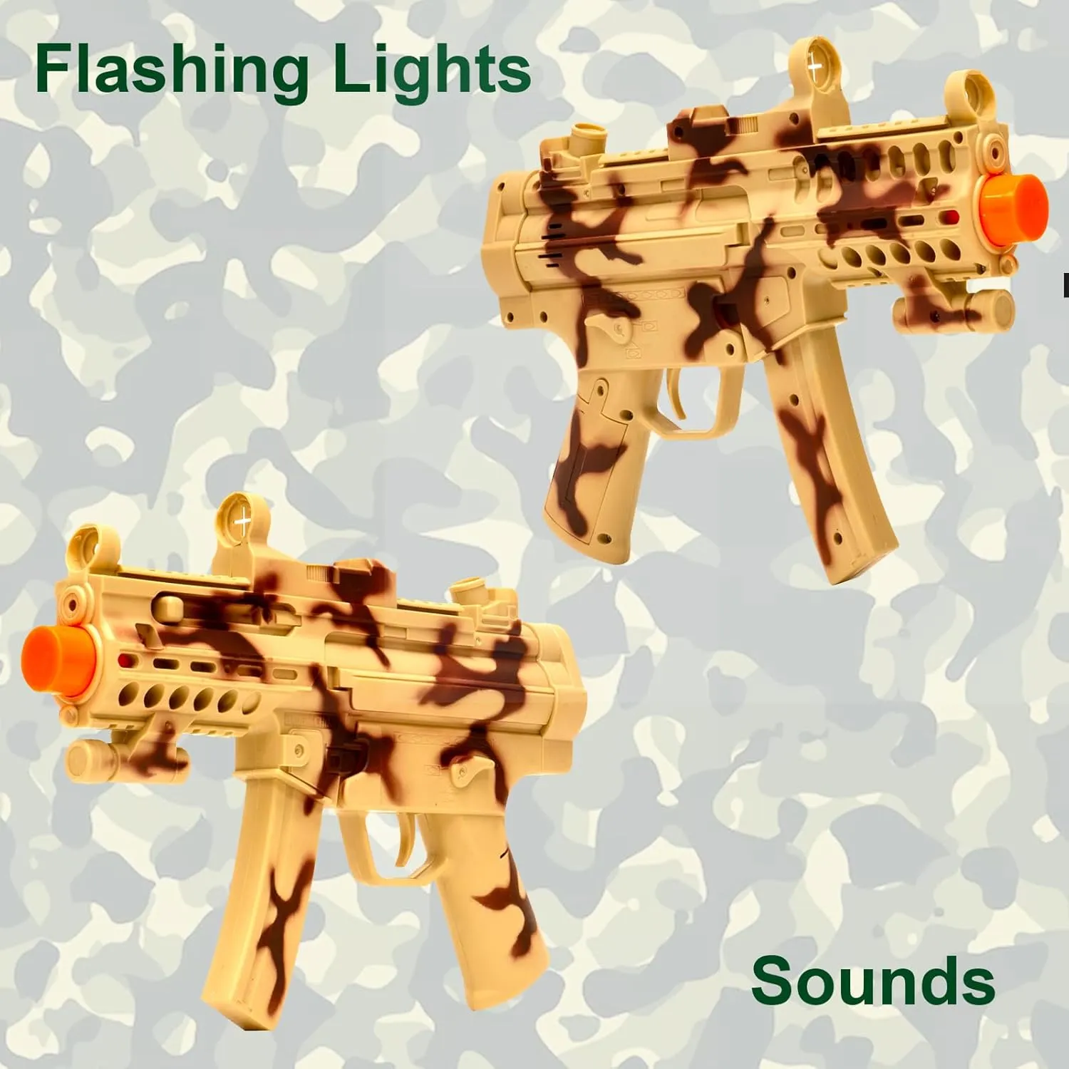 Kids Children 11 inch Toy Light Up Sonic Military Handgun with Sounds Military Camouflage Army Rangers Force Toy Gun for Childrens Ages 3,4,5,6,7,8,9 Years, Medium, Brown, MH_TOYGUN252_KBMWG