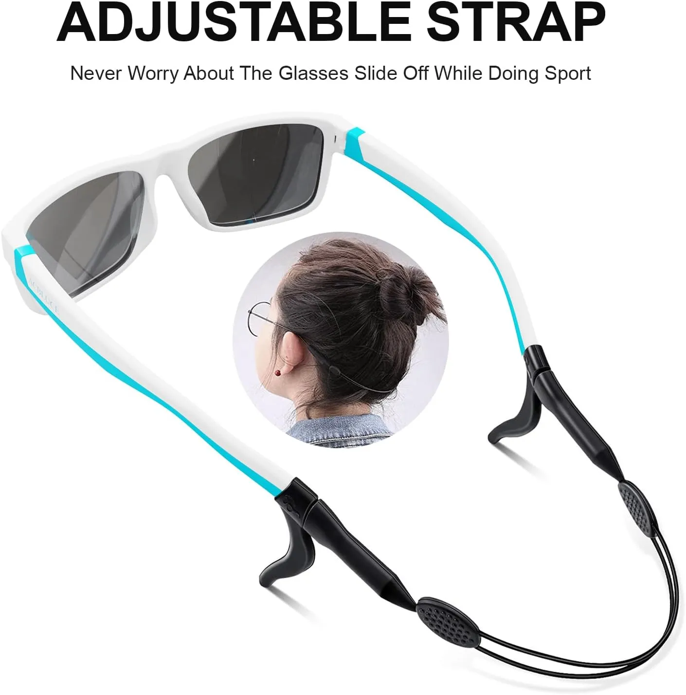 Kids Polarized Sunglasses Sport TPEE Unbreakable Frame with Adjustable Strap for Boys Girls Age 6-12