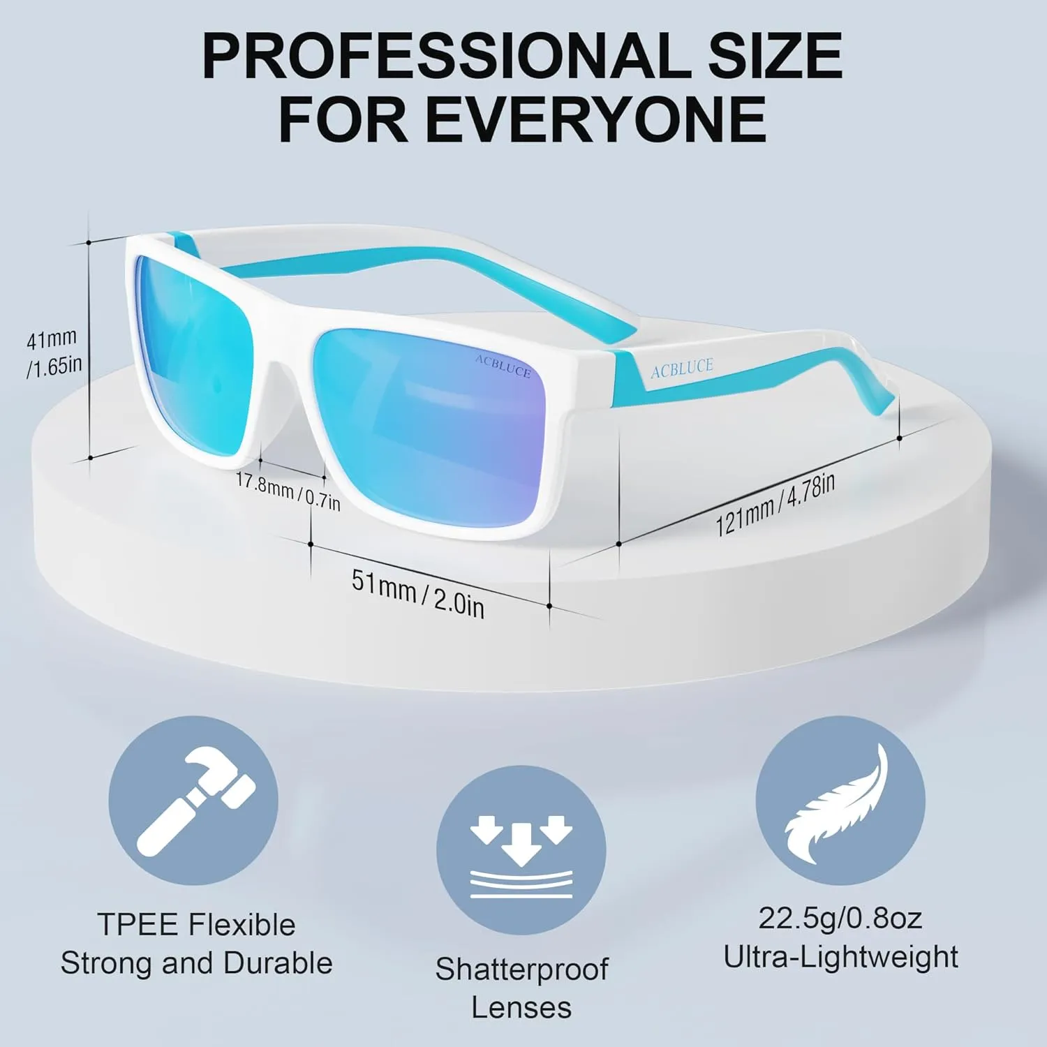 Kids Polarized Sunglasses Sport TPEE Unbreakable Frame with Adjustable Strap for Boys Girls Age 6-12