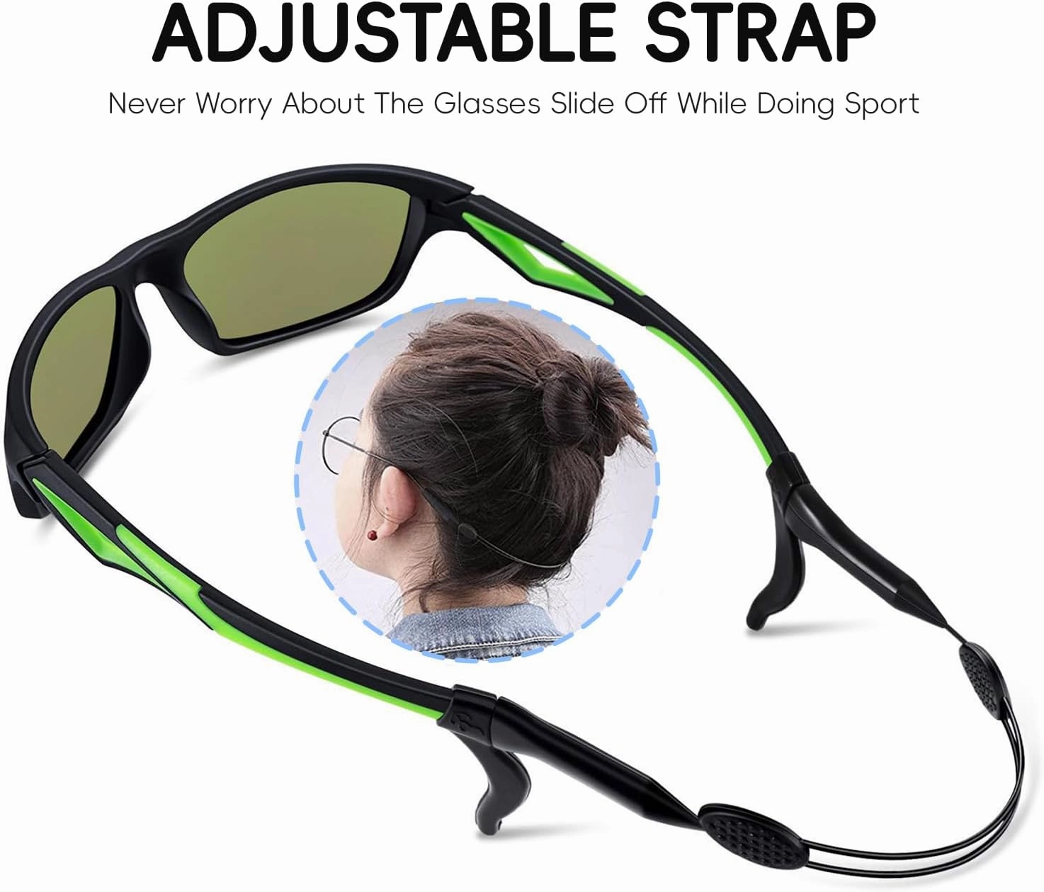 Kids Sunglasses TPEE Unbreakable Polarized Sports Glasses with Adjustable Strap For Boys Girls Age 3-7