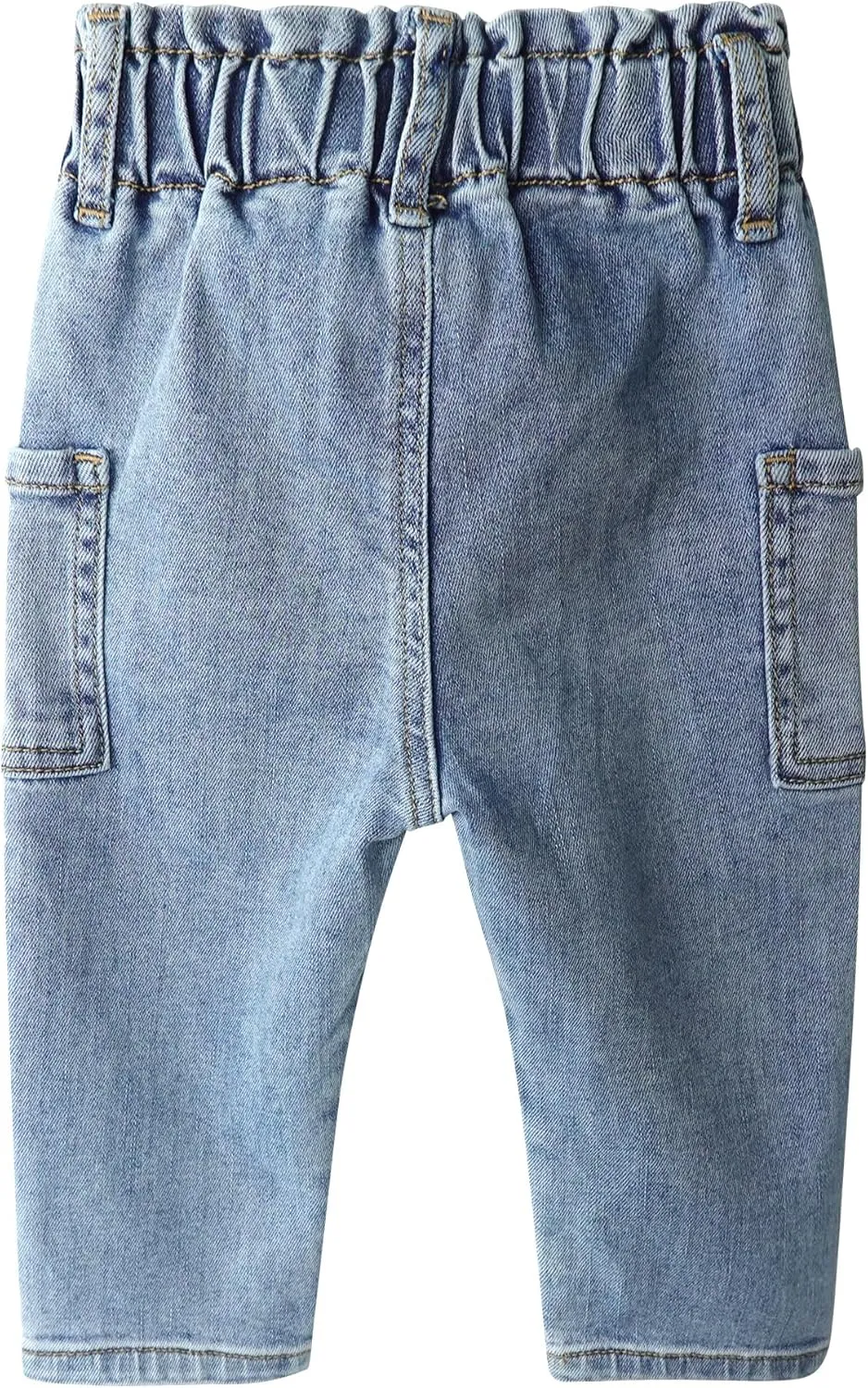 KIDSCOOL SPACE Baby Girls Jeans,Toddler Boy Elastic Waist with D-Ring Square-Shaped Pockets Straight Leg Denim Pants