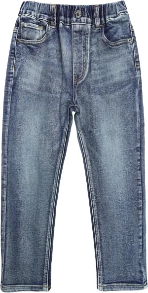 KIDSCOOL SPACE Girls Slim Fit Pull On Jeans,Ribbed Waistband Stretch Denim Pants