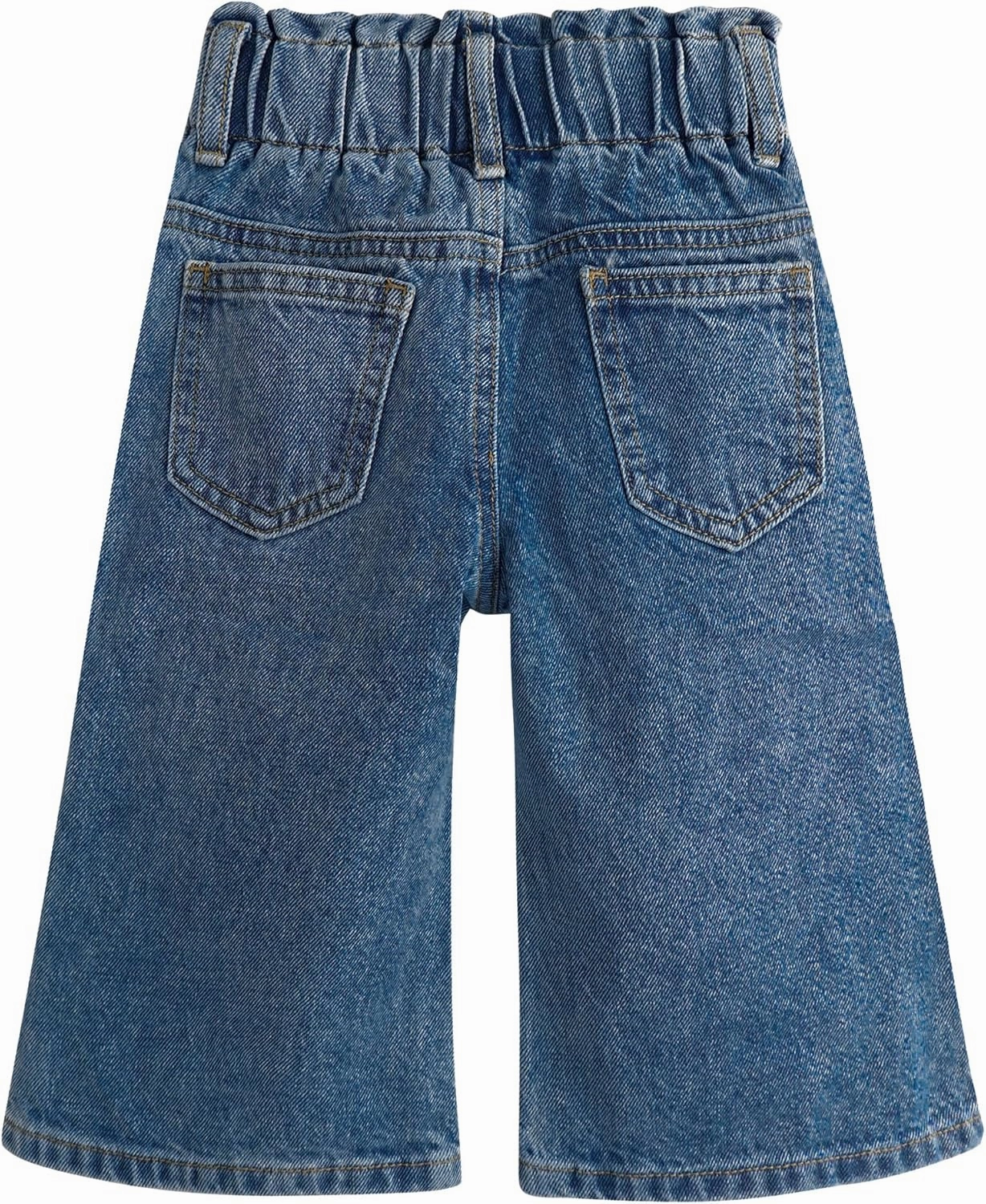 KIDSCOOL SPACE Baby Girls Jeans,Toddler Elastic Waist with D-Ring Slant Pockets Wide-Leg Denim Pants