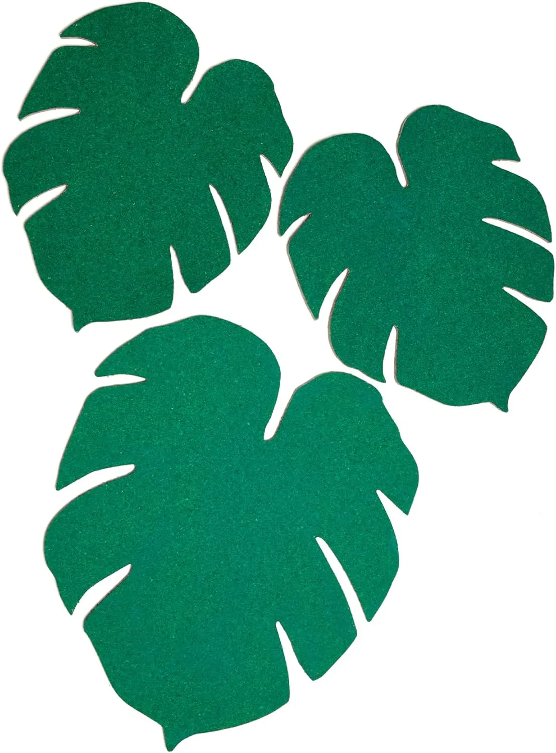 Kikkerland Set of 3 Monstera Leaf Cork Board – Bulletin Board with Self-Adhesive – Decorative Display for Home and Office