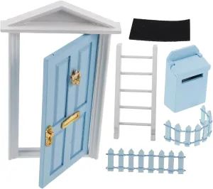 Kisangel 1set Mini Wooden Fairy Door for Dollhouse Scale Decoration Charming Wooden Door Kit for Miniature and Imaginative Play