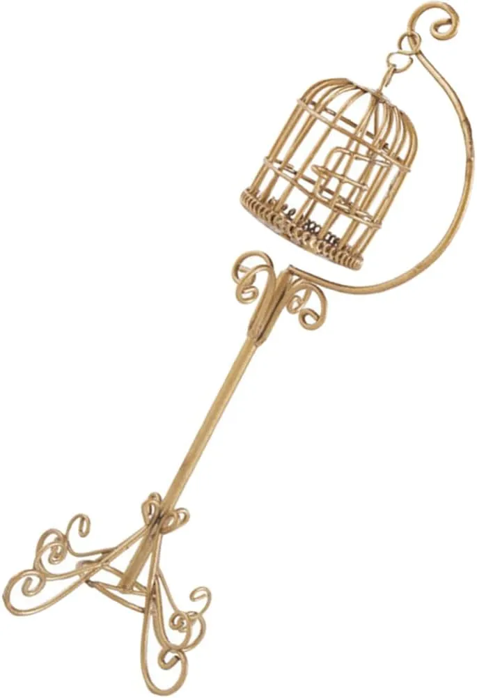Kisangel Dollhouse Miniature Birdcage 1:12 Wire Wrought Iron Bird Cage Miniature Victorian Pet Accessory Micro Landscape Decoration