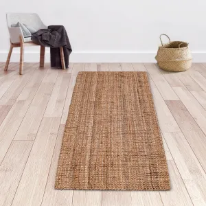 Knitted & Tucked Jute Runner Rug for Bedroom, Living Room & More - Indoor Runner Rug - 2.5 x 8 Feet - Solid Design - Natural Color