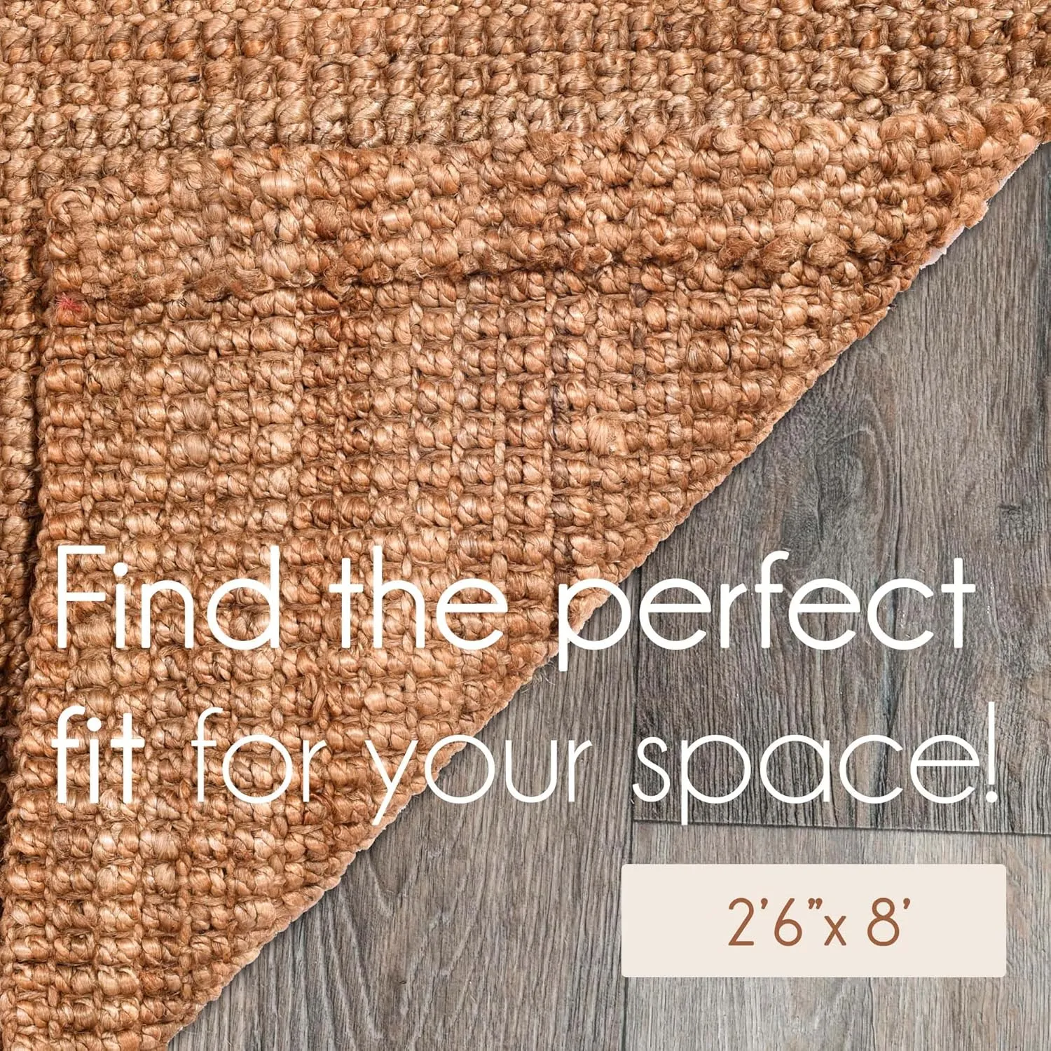 Knitted & Tucked Jute Runner Rug for Bedroom, Living Room & More - Indoor Runner Rug - 2.5 x 8 Feet - Solid Design - Natural Color