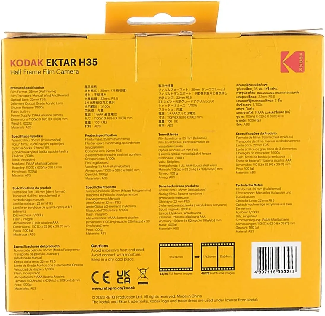 KODAK EKTAR H35 Half Frame Film Camera, 35mm, Reusable, Focus-Free, Lightweight, Easy-to-Use (Sage) (Film & AAA Battery are not Included)
