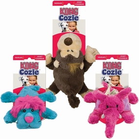 KONG Cozie Dog Toy Variety Pack Bundle – Elmer The Elephant, Funky The Monkey & King The Purple-Haired Lion – Soft & Durable Plush Toys for Small to Medium Dogs
