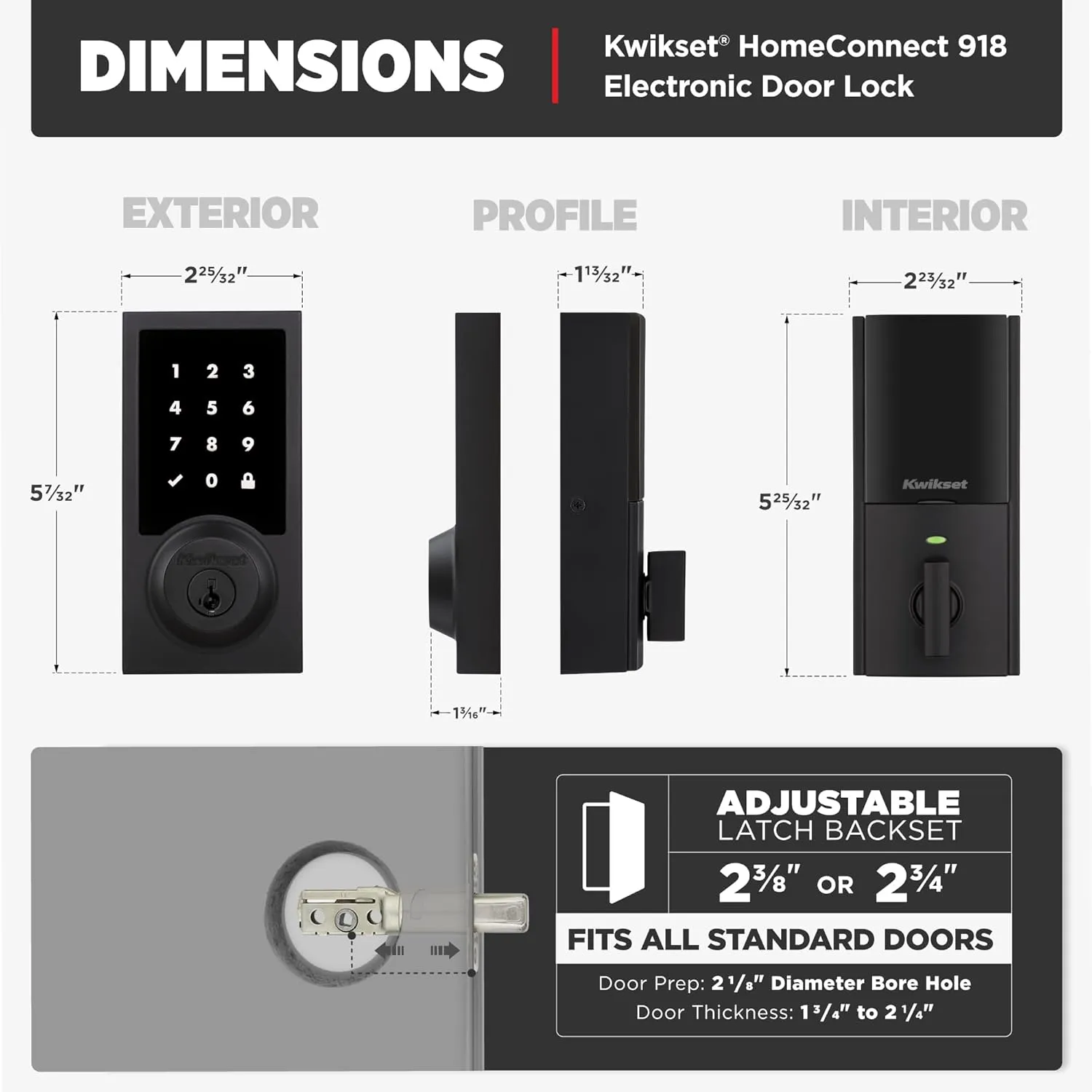 Kwikset HomeConnect 918 Contemporary Z-Wave Long Range Enabled Touch Screen Lock Works with Ring Alarm, Samgsung SmartThings Hub Required, Sold Seperatedly in Matte Black