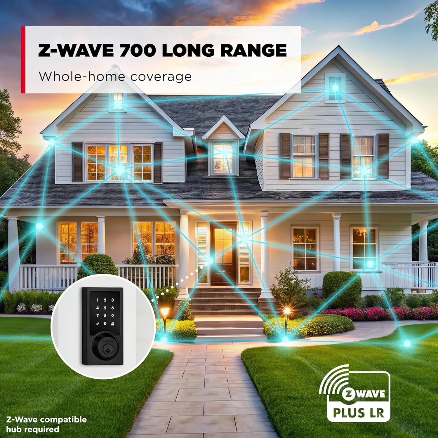Kwikset HomeConnect 918 Contemporary Z-Wave Long Range Enabled Touch Screen Lock Works with Ring Alarm, Samgsung SmartThings Hub Required, Sold Seperatedly in Matte Black