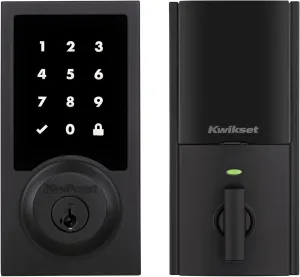 Kwikset HomeConnect 918 Contemporary Z-Wave Long Range Enabled Touch Screen Lock Works with Ring Alarm, Samgsung SmartThings Hub Required, Sold Seperatedly in Matte Black