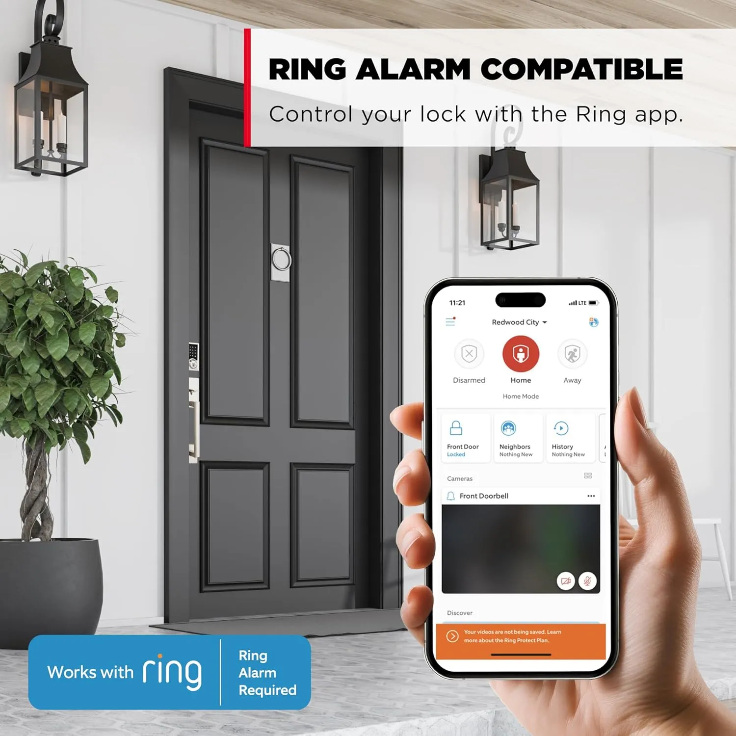 Kwikset HomeConnect 918 Contemporary Z-Wave Long Range Enabled Touch Screen Lock Works with Ring Alarm, Samgsung SmartThings Hub Required, Sold Seperatedly in Matte Black