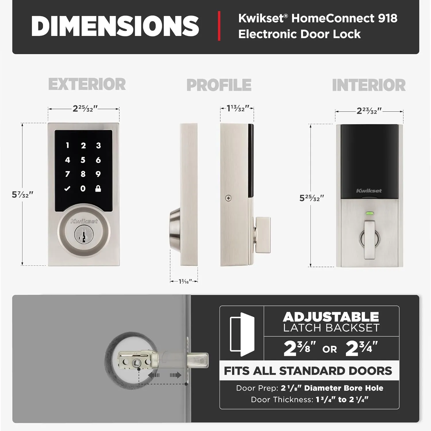 Kwikset HomeConnect 918 Contemporary Z-Wave Long Range Enabled Touch Screen Lock Works with Ring Alarm, Samgsung SmartThings Hub Required, Sold Seperatedly in Satin Nickel