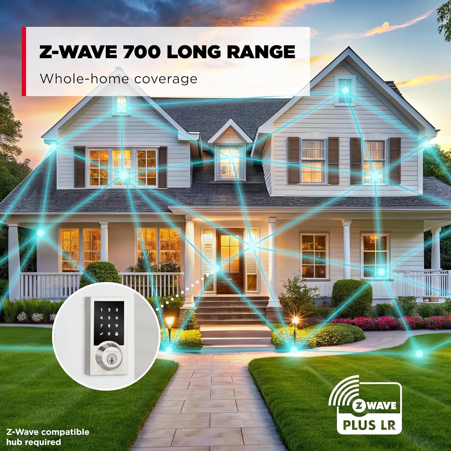 Kwikset HomeConnect 918 Contemporary Z-Wave Long Range Enabled Touch Screen Lock Works with Ring Alarm, Samgsung SmartThings Hub Required, Sold Seperatedly in Satin Nickel