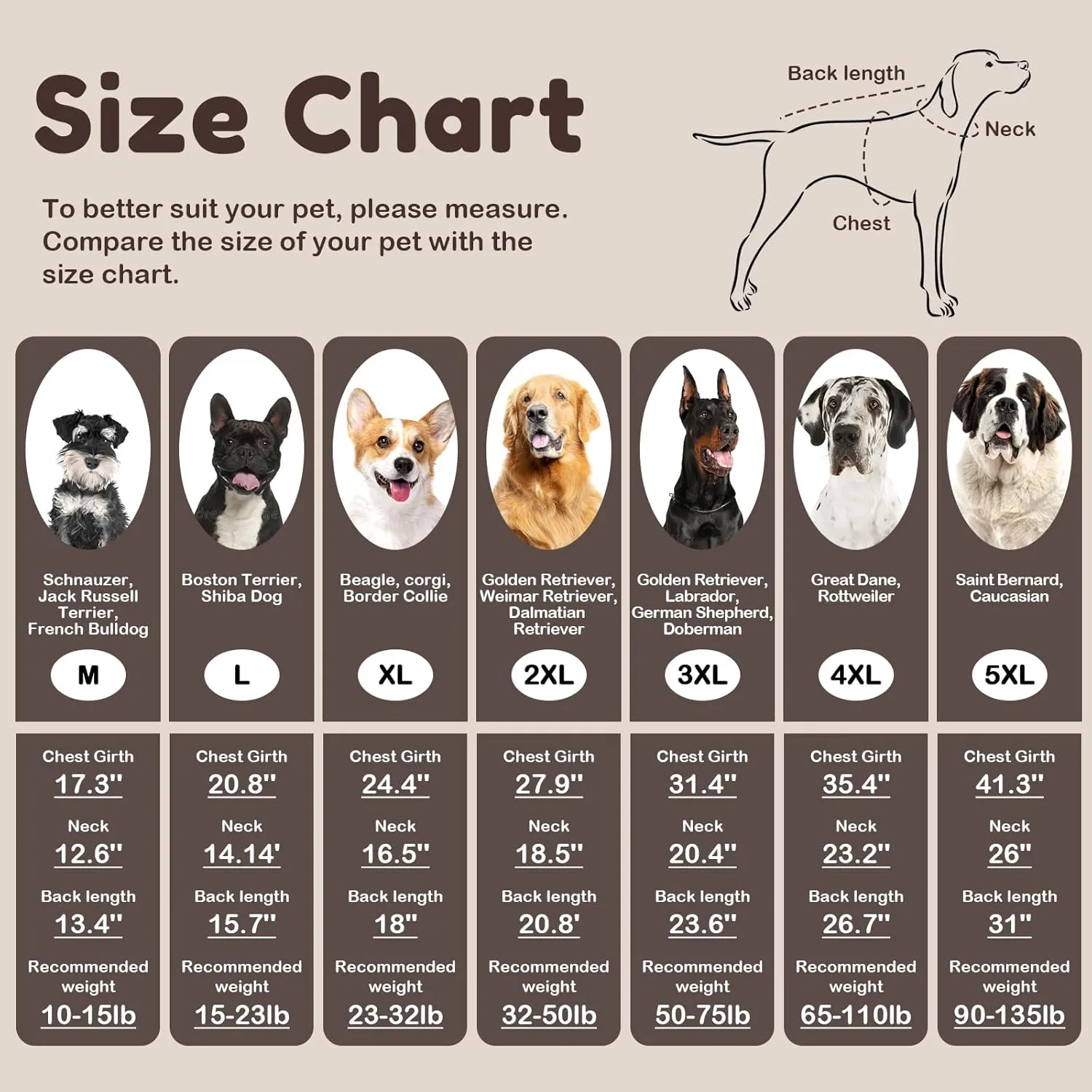 Large Breed Dog Sweater, Warm Winter Fall Turtleneck Knitwear for Girls Boys, Christmas Pet Sweatshirt Clothes Outfit for Great Dane, Doberman (Brown XXXXL)