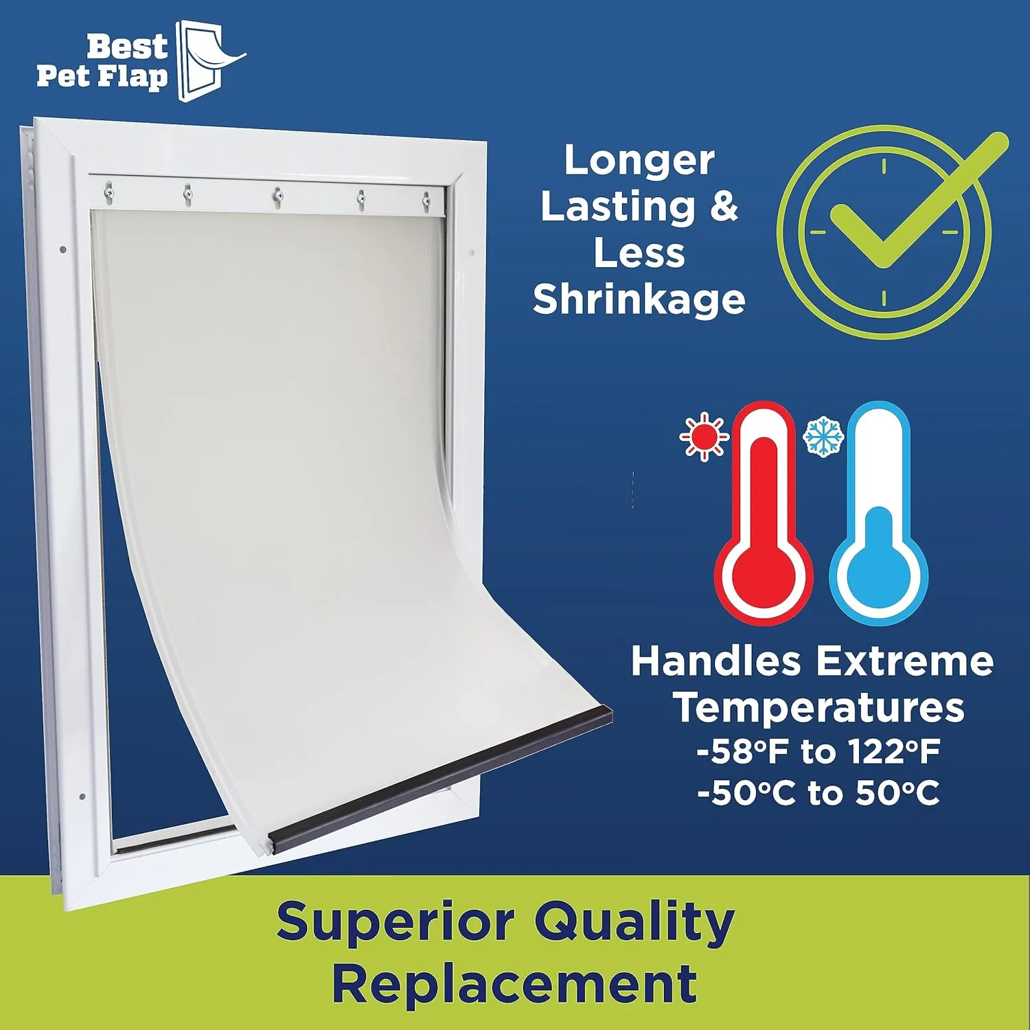 Large Replacement Dog Door Non PVC Flap Fits PetSafe PAC11-11039 - Measures 10 1/8" x 16 7/8" Longer Lasting, Most Energy Efficient, Less Shrinkage, BPA Free