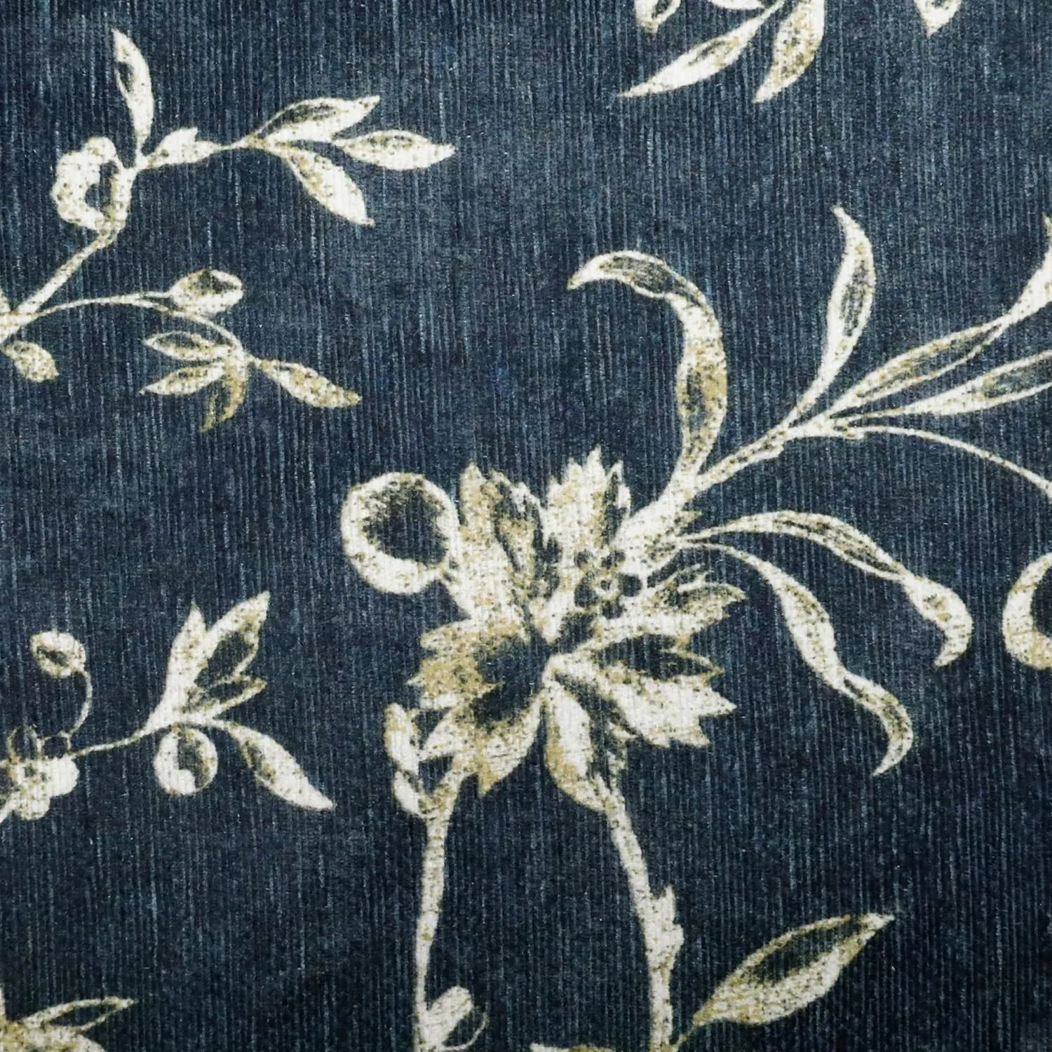 Laura Ashley Dark Navy Aria Floral Border Machine Washable & Slip Resistant 26" x 45" Accent Rug
