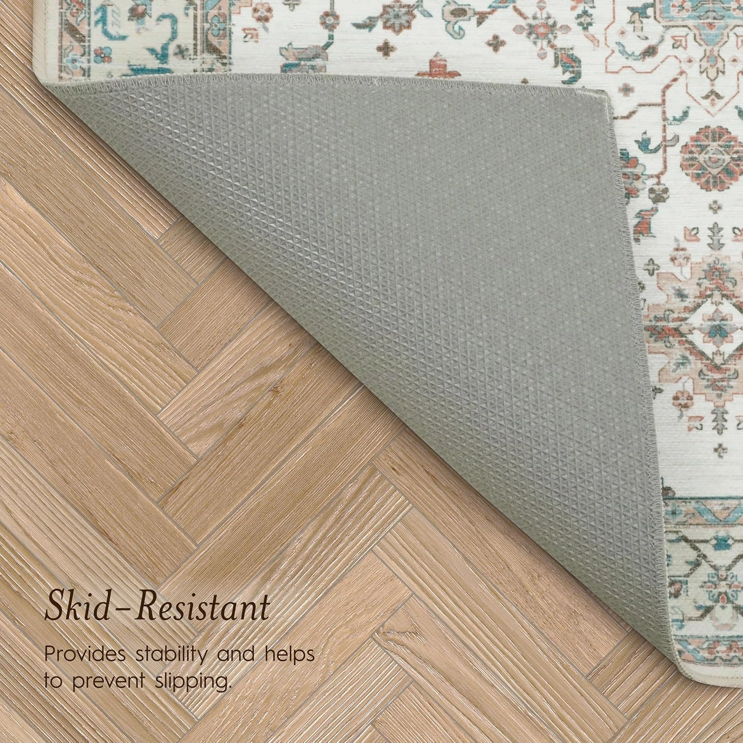 Laura Ashley Beige Aure Floral Machine Washable & Slip Resistant 26" x 72" Runner Rug