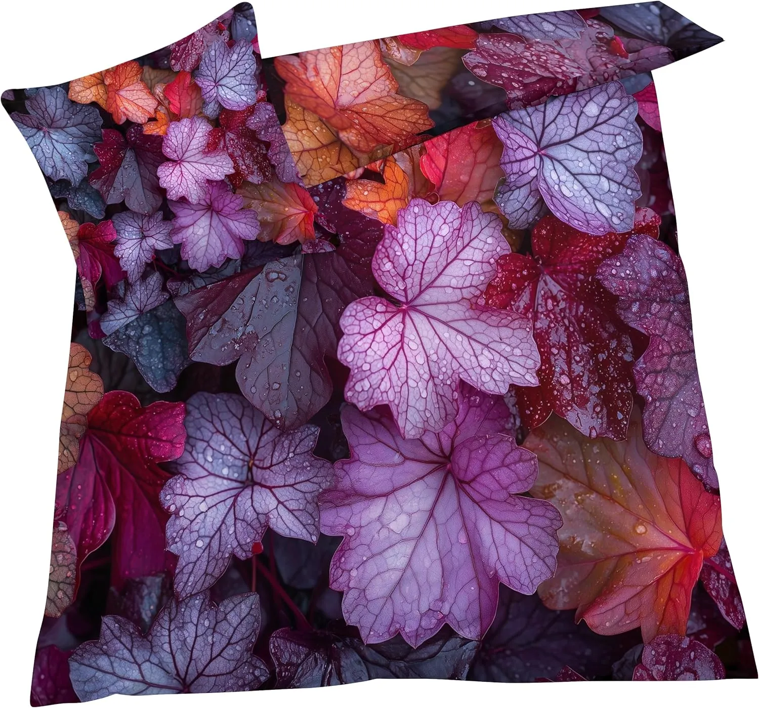 Leaf Duvet Cover Cal King Size Set, 3D Tropical Bedding Bedroom Decor, Comforter Cover & 2 Pillowcases 3 Pieces, Home Collection Quilt Cover