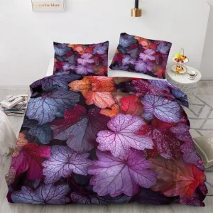 Leaf Duvet Cover Cal King Size Set, 3D Tropical Bedding Bedroom Decor, Comforter Cover & 2 Pillowcases 3 Pieces, Home Collection Quilt Cover