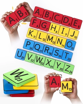 Learn Your Alphabet! Self-Correcting Magnetic Tiles, Uppercase Letters – Helps Young Learner Learn The Basics and More – Educational Toy Set of Magnetic Letters for Early Learning