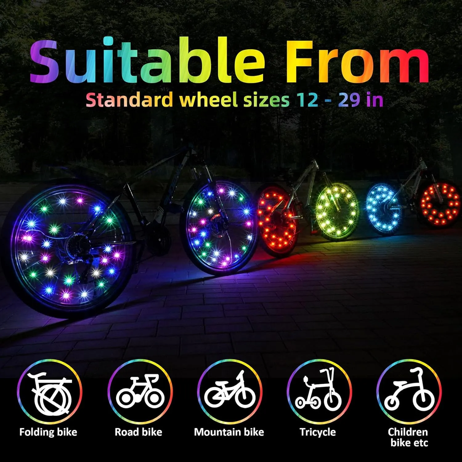 LED Bike Wheel Lights,2-Tire Pack Bicycle Spoke Light with Batteries Included.Unparalleled Durability and Visibility.LED Safety Strip Light, Bike Accessories for Kids, Boys, Girls, Adult