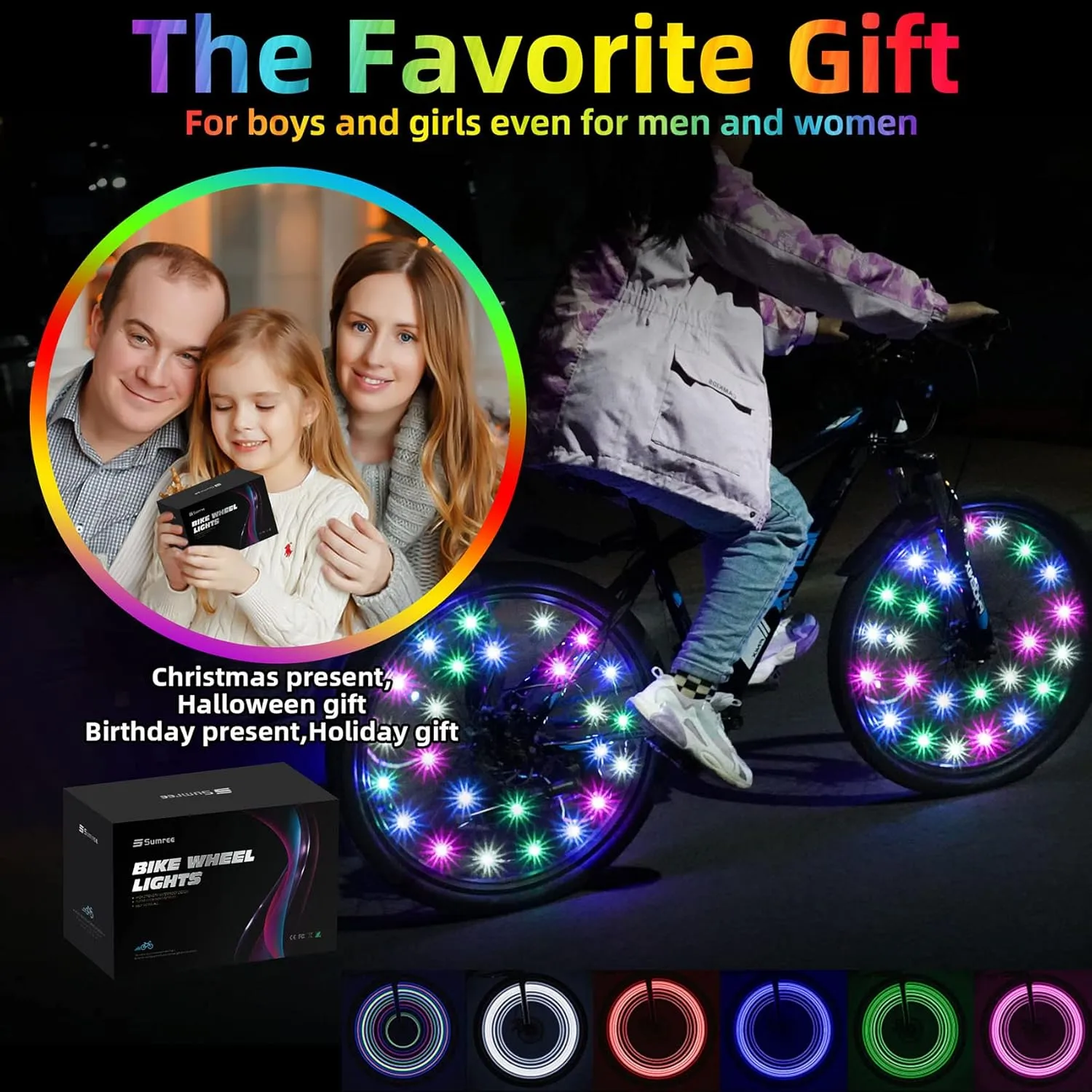 LED Bike Wheel Lights,2-Tire Pack Bicycle Spoke Light with Batteries Included.Unparalleled Durability and Visibility.LED Safety Strip Light, Bike Accessories for Kids, Boys, Girls, Adult