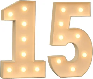 LED Marquee Numbers for Birthday Party Decor, Light Up Mosaic Numbers with Light Bulbs DIY Frame Pre-Cut Foam Board Kit for Anniversary, Wedding Decorations (Color : Number 15, Size : 120CM)